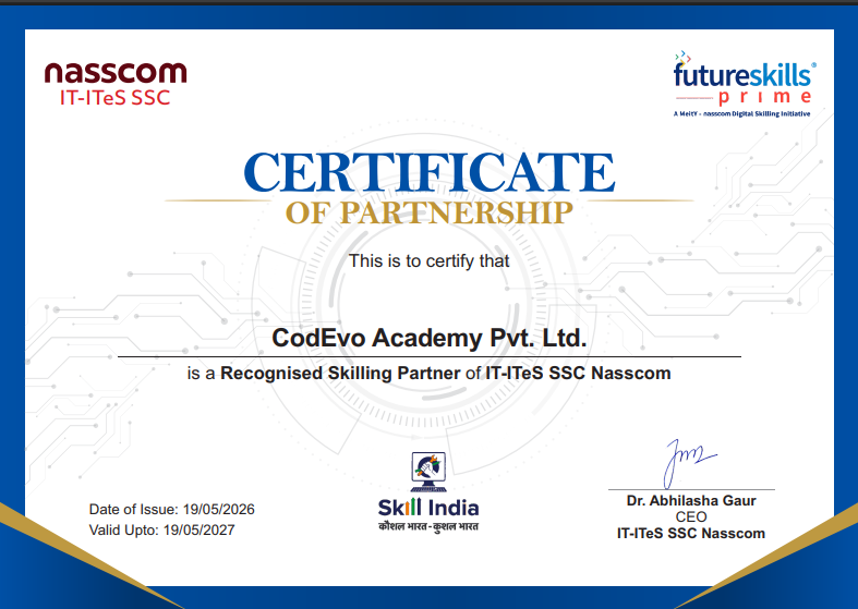 NASSCOM FutureSkills Prime Certificate of Partnership
